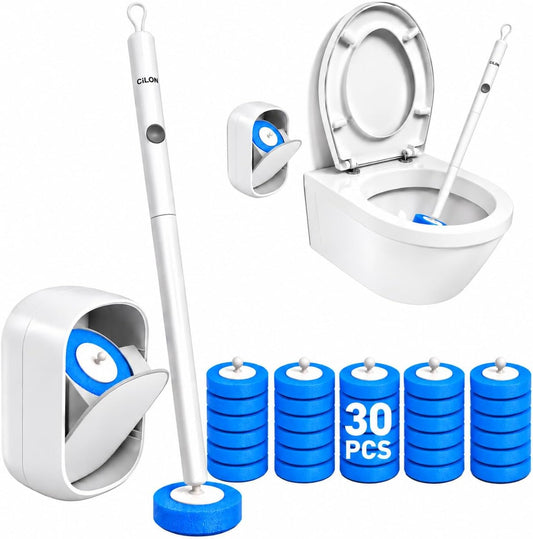 Cilon Disposable Toilet Brush, Toilet Wand Cleaning System, Bowl Scrubber
