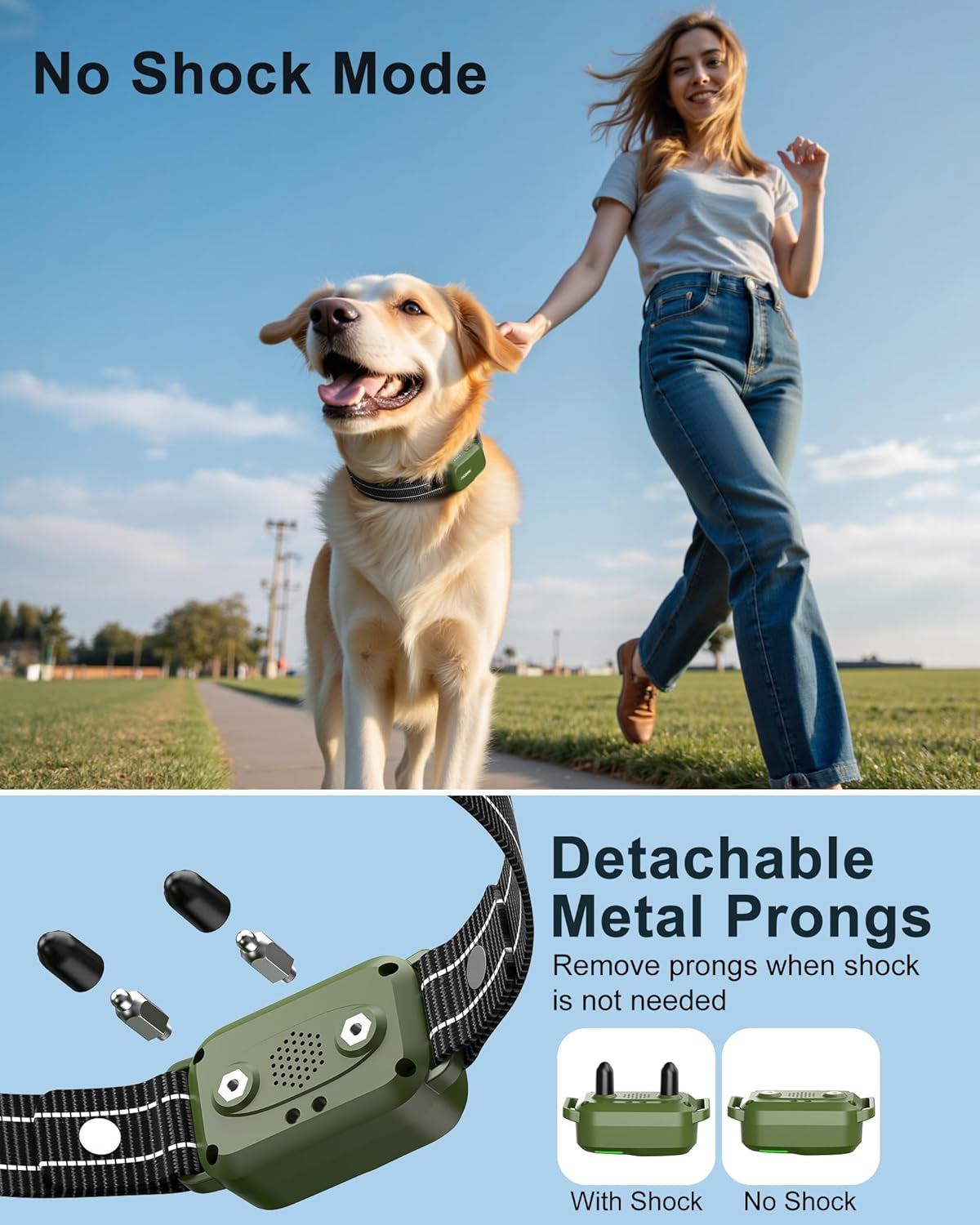 Dog Shock Collar - 4500FT Dog Training Collar with Remote, IPX8 Waterproof Electric Dog Collar with 4 Training Modes, Security Lock, Rechargeable Ecollar for 10-120Lbs Small Medium Large Dogs
