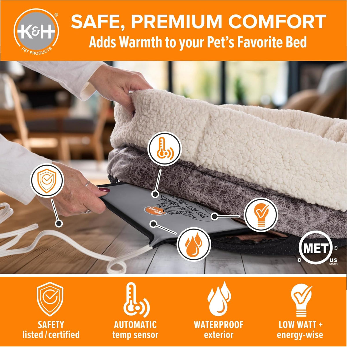 K&H Pet Bed Warmer, Safety Listed, Cat Heating Pad, Small 10.25X9.25In Gray