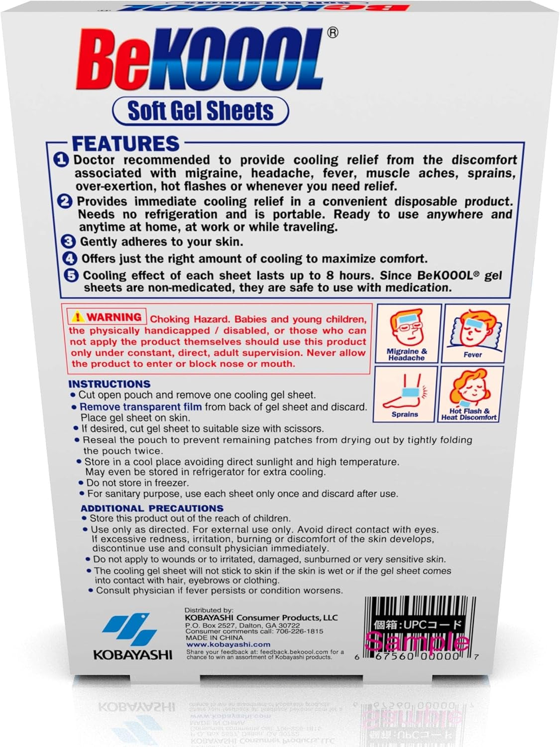 Bekoool Migraine Gel Sheets - 4 Count (Pack of 4)