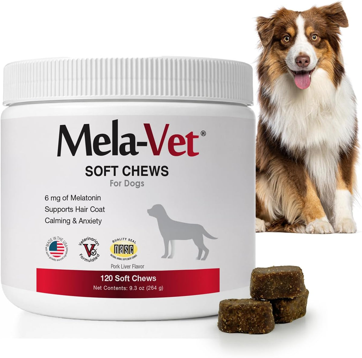Melatonin Calming Soft Chews for Dogs – Vet-Formulated Anxiety Relief for Travel, Fireworks & Separation Stress, Helps Reduce Tension & Restlessness, Supports Healthy Skin & Coat – 120 Soft Chews