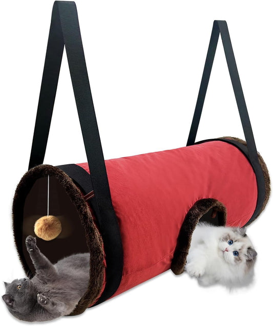 Cat Climbing Frame, Cat Tunnel, Pop up Collapsible Pet Carrier for Indoor and Outdoor Uses, with a Peephole and a Bubble Ball