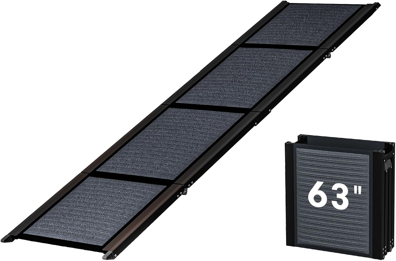 Hbtower 63" Long & 17.3" Wide Folding Dog Ramp for Car, SUV & Truck – Portable Pet Ramp with Non-Slip Surface, Extra Wide Steps for Large Dogs up to 250LBS