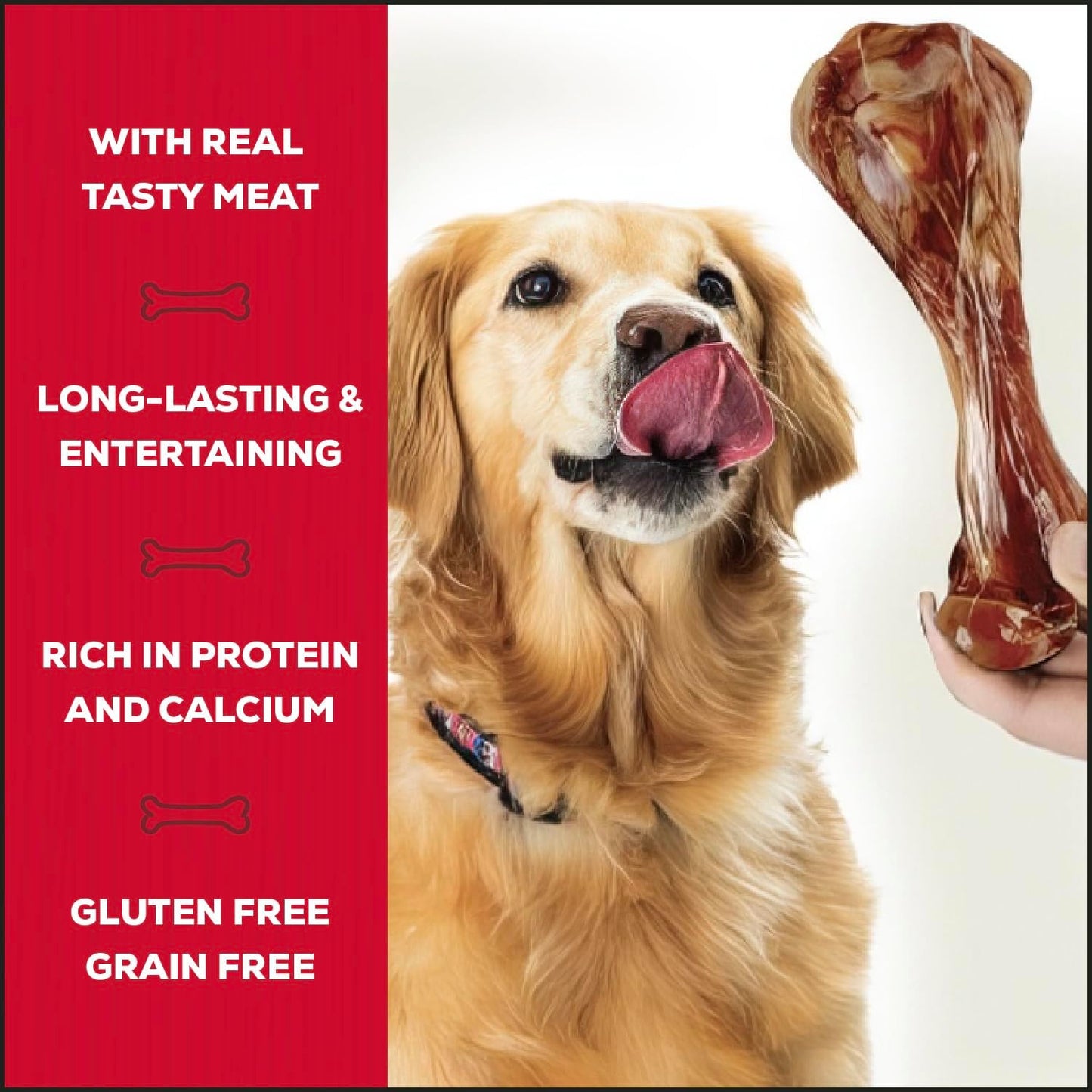 Country Kitchen Genuine Serrano Half Ham Bone, 100% Natural, Dry Aged, for Medium Sized Dogs, 20 Lbs and Up, 2 Bones, Pack of 1