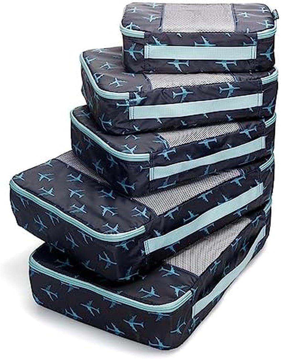 Travel Wise 5-Piece Packing Cubes Set Ripstop Nylon Pattern Design