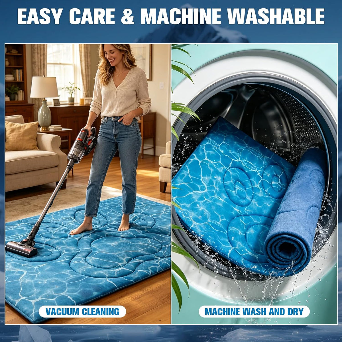 EXPAWLORER Dog Cooling Mat, Double-Sided Foldable Dog Bed for Dogs Cats Large Kitten, Pet Self Cooling Kennel for Summer, Blue Pad Coolings Dog Blanket for Crate Car Both Indoorand Outdoor Washable
