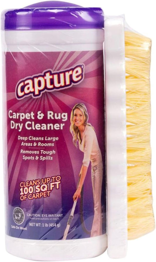 Capture Carpet & Rug Dry Cleaner W/Brush - Dry Rug Powder Cleaner (1 Lb)