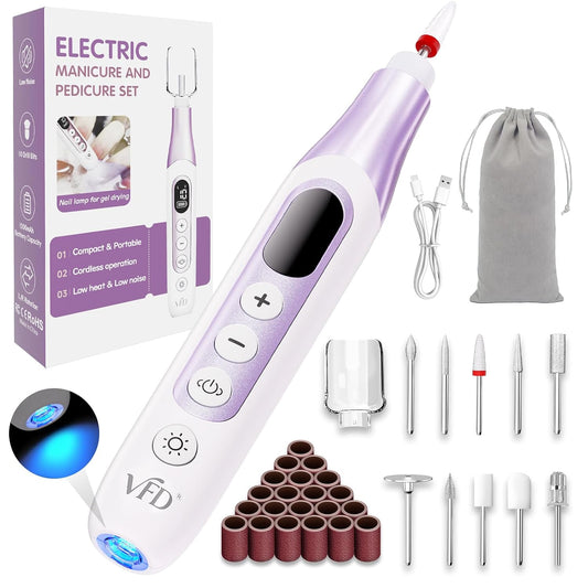 Electric Nail Drill 30,000 RPM Cordless Nail File Two-In-One Rechargeable