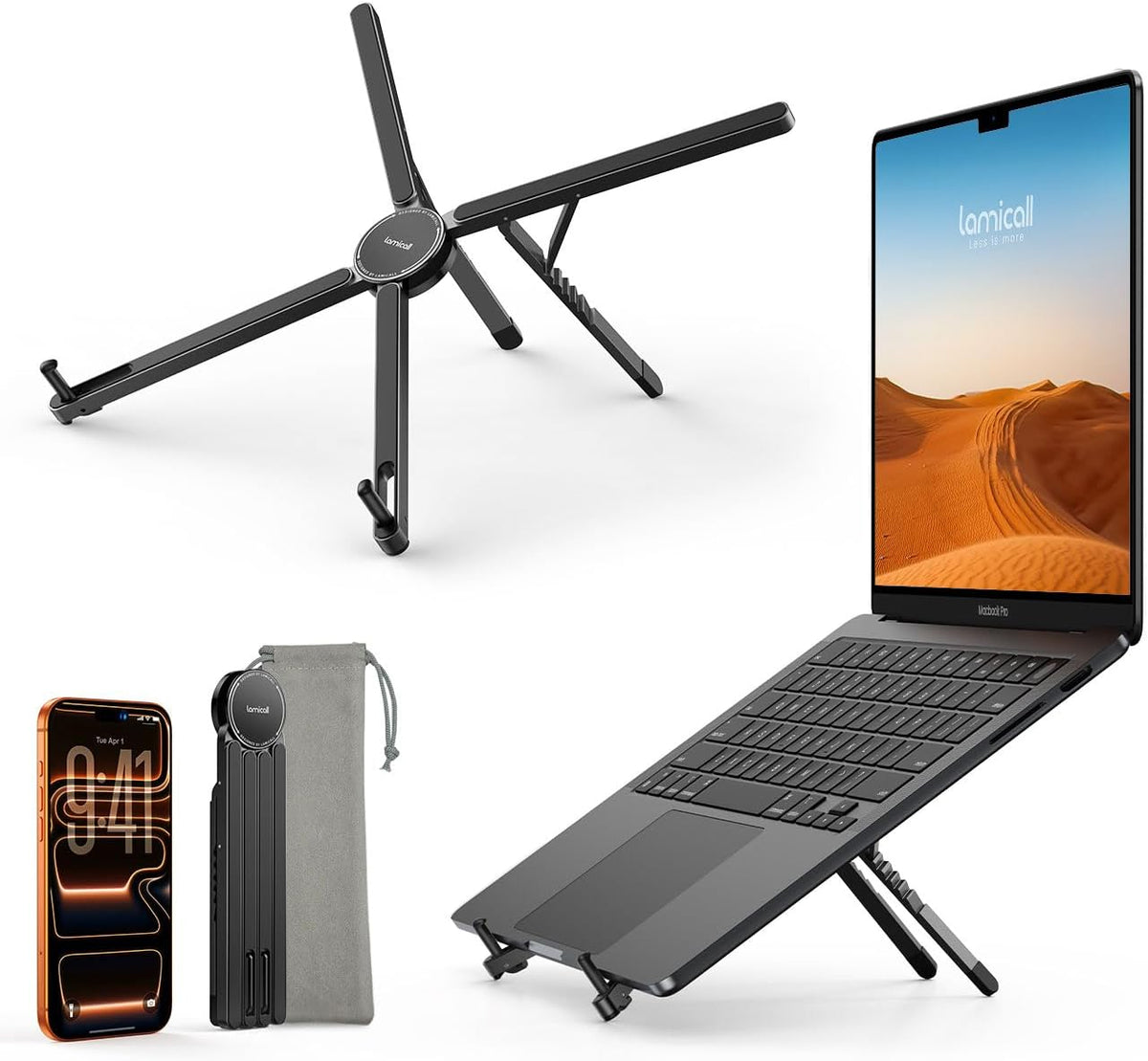Lamicall Portable Laptop Stand for Desk Travel 0.47In Ultra-Slim Non-Magnet