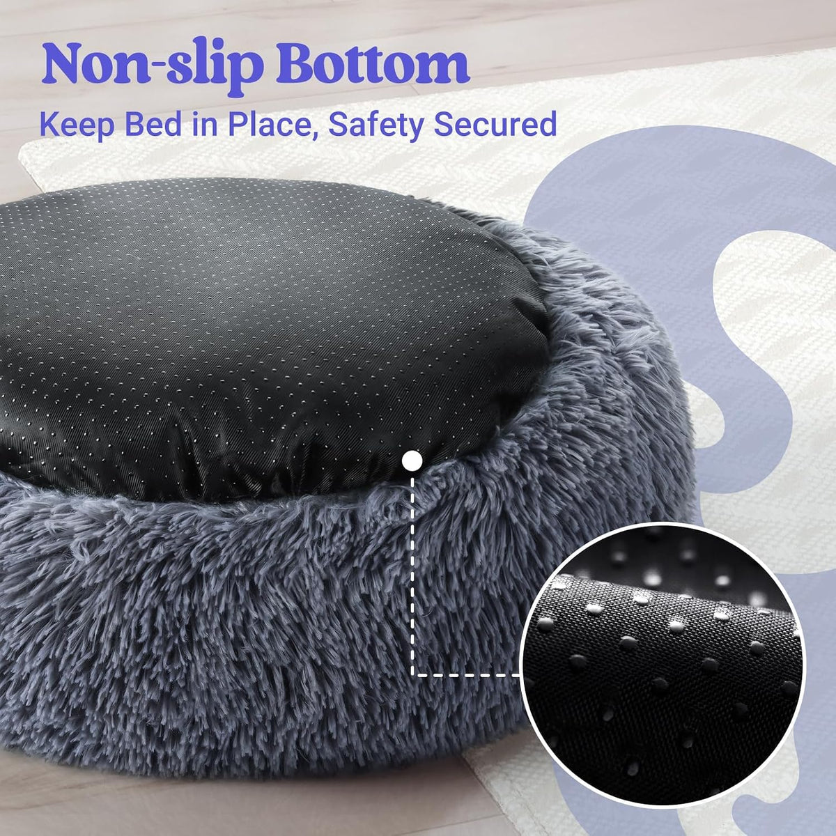 Rabbitgoo Calming Cat Beds for Indoor Cats, 20 Inches, Dark Grey