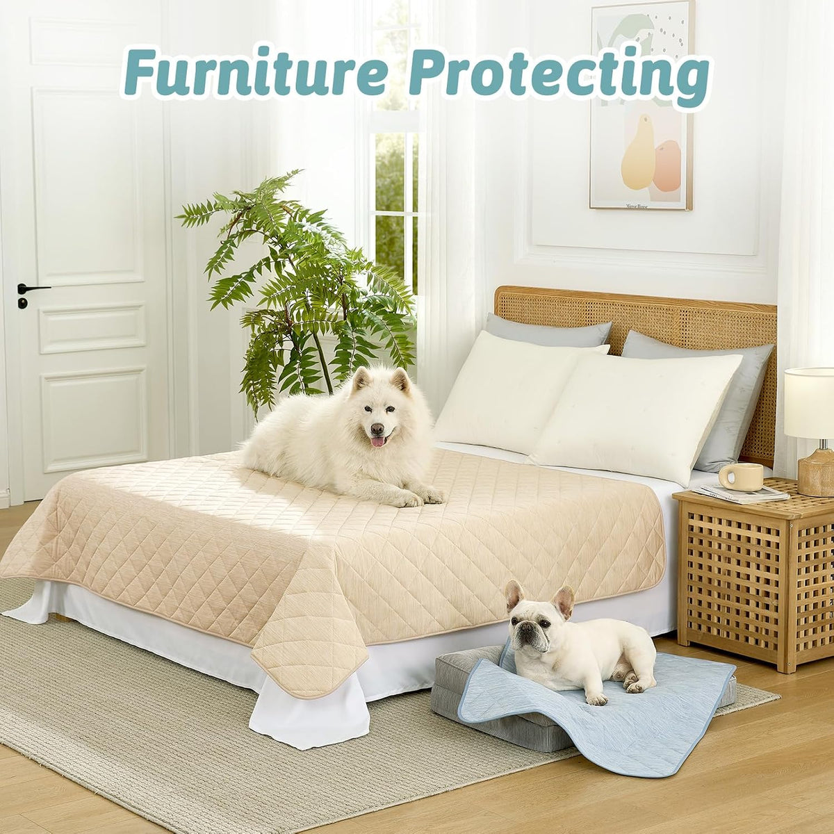 COZY KISS Dog Cooling Mat, Beige, 52"X82"