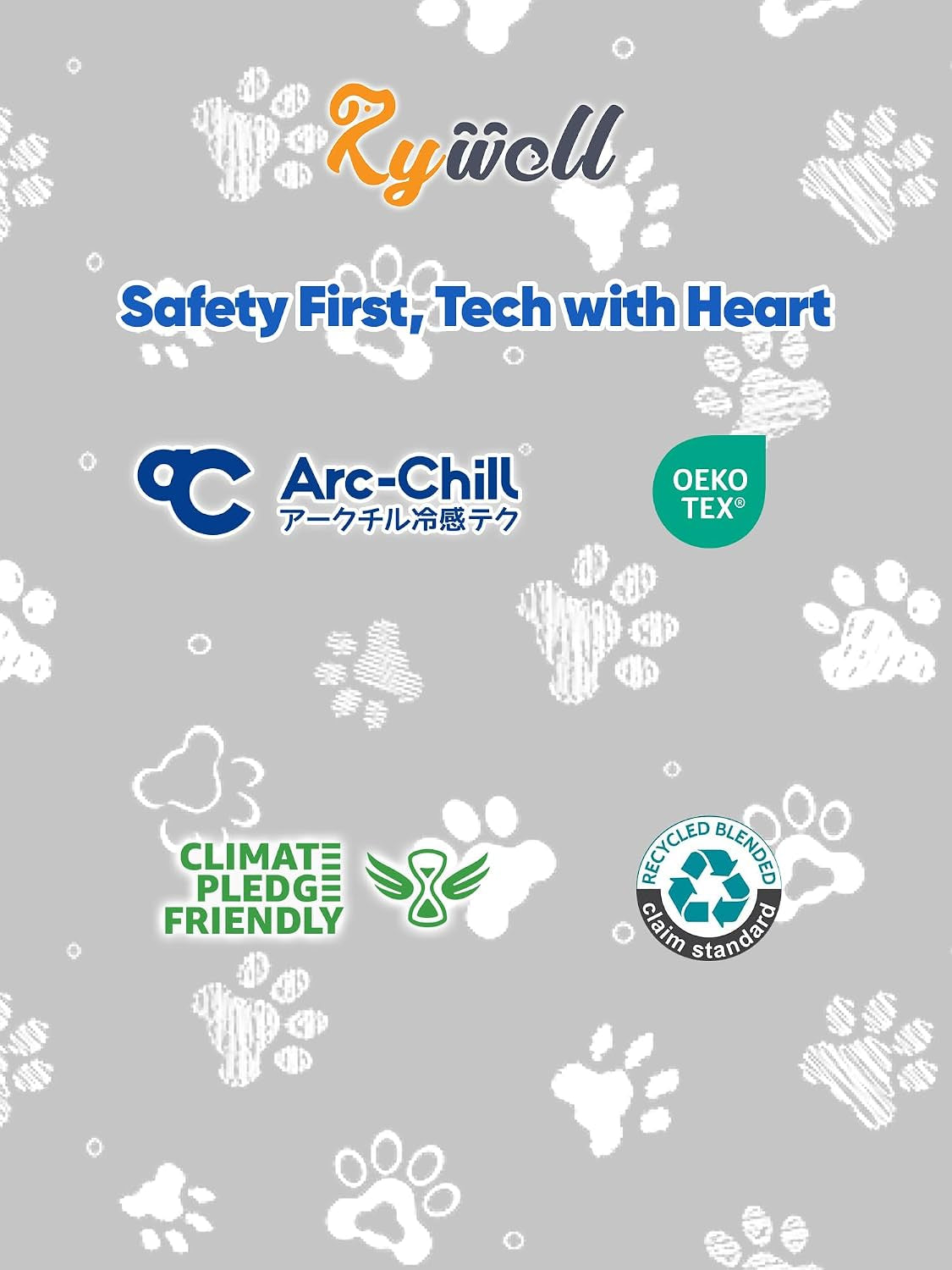 Rywell 44X32In Dog Cooling Mat with One-Way Moisture & Arc-Chill 3.0