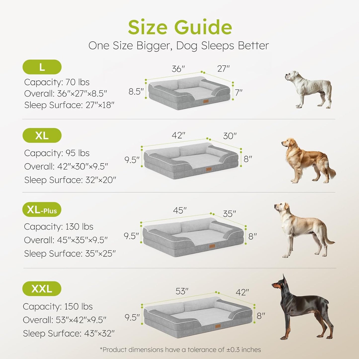 CWAWZ Extra Large Dog Bed, Orthopedic Dog Bed with Cooling Gel Memory Foam, Waterproof XL Pet Bed with Removable Washable Cover, 42" Pet Sofa Couch Dutch Velvet with Bone Toy, Light Gray