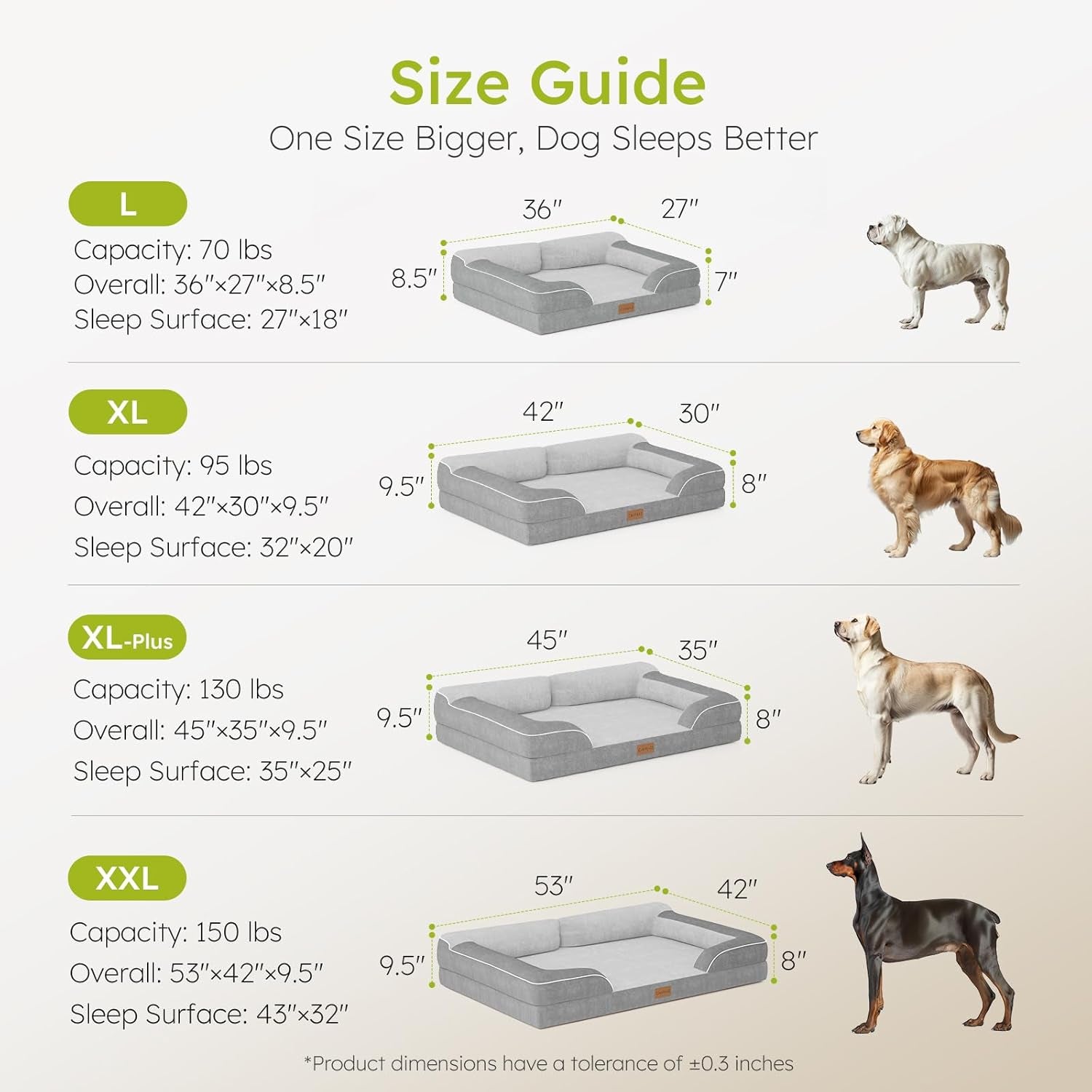 CWAWZ Extra Large Dog Bed, Orthopedic Dog Bed with Cooling Gel Memory Foam, Waterproof XL Pet Bed with Removable Washable Cover, 42" Pet Sofa Couch Dutch Velvet with Bone Toy, Light Gray