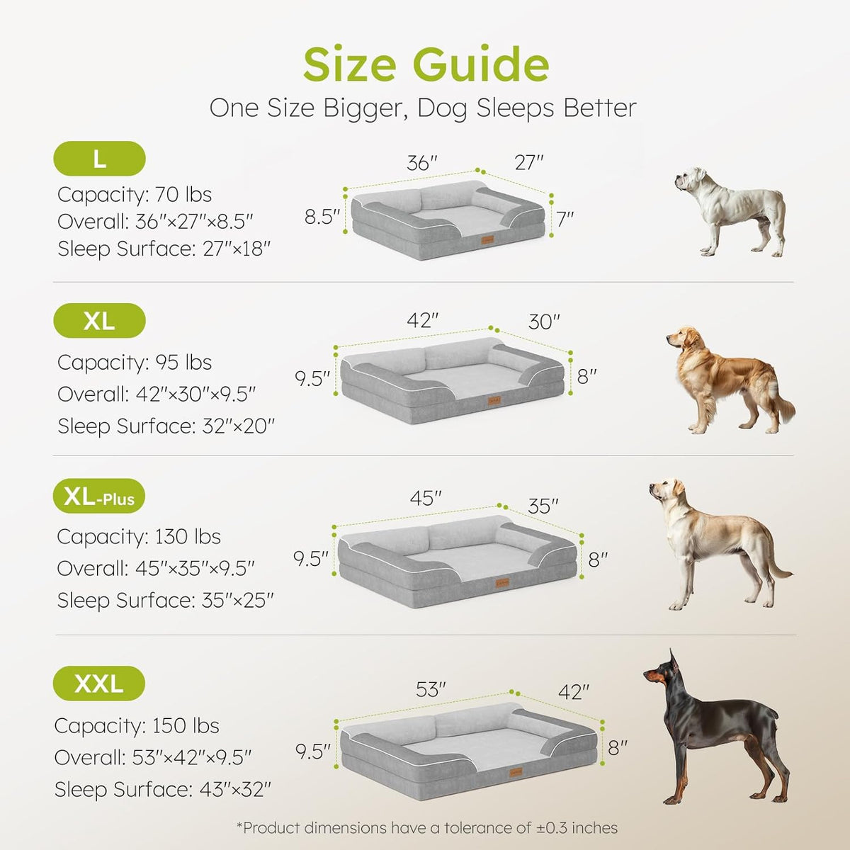 CWAWZ Extra Large Dog Bed, Orthopedic Dog Bed with Cooling Gel Memory Foam, Waterproof XL Pet Bed with Removable Washable Cover, 42" Pet Sofa Couch Dutch Velvet with Bone Toy, Light Gray
