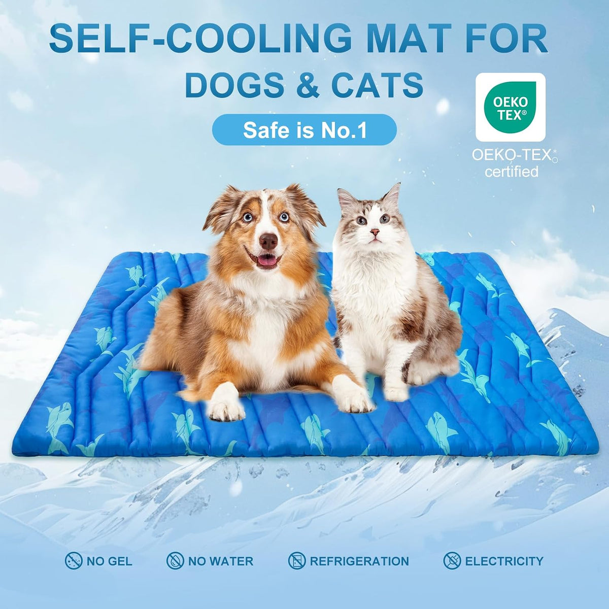 BEAUTYZOO Cooling Mat for Large Dogs, 48X28In Reversible Pad, Self-Cooling