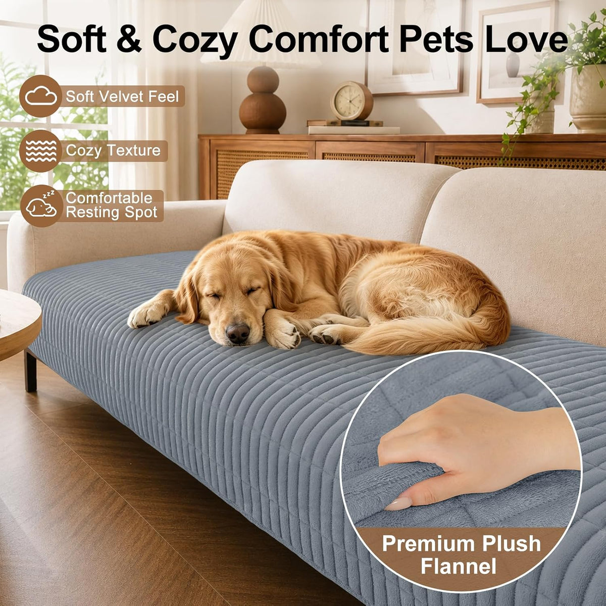 Smiry Couch Covers for Dogs, Non Slip Plush Washable Sofa Cover for Pets