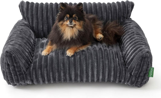 Cute Couch Bed for Pets, Supportive Cat Sofa for Indoor Cats, Small Dog Sofa Bed for Small Dogs, Grey, 24 Inches
