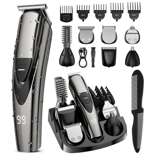 Rechargeable Beard Trimmer for Men: 𝟏𝟐-In-1 Grooming Kit