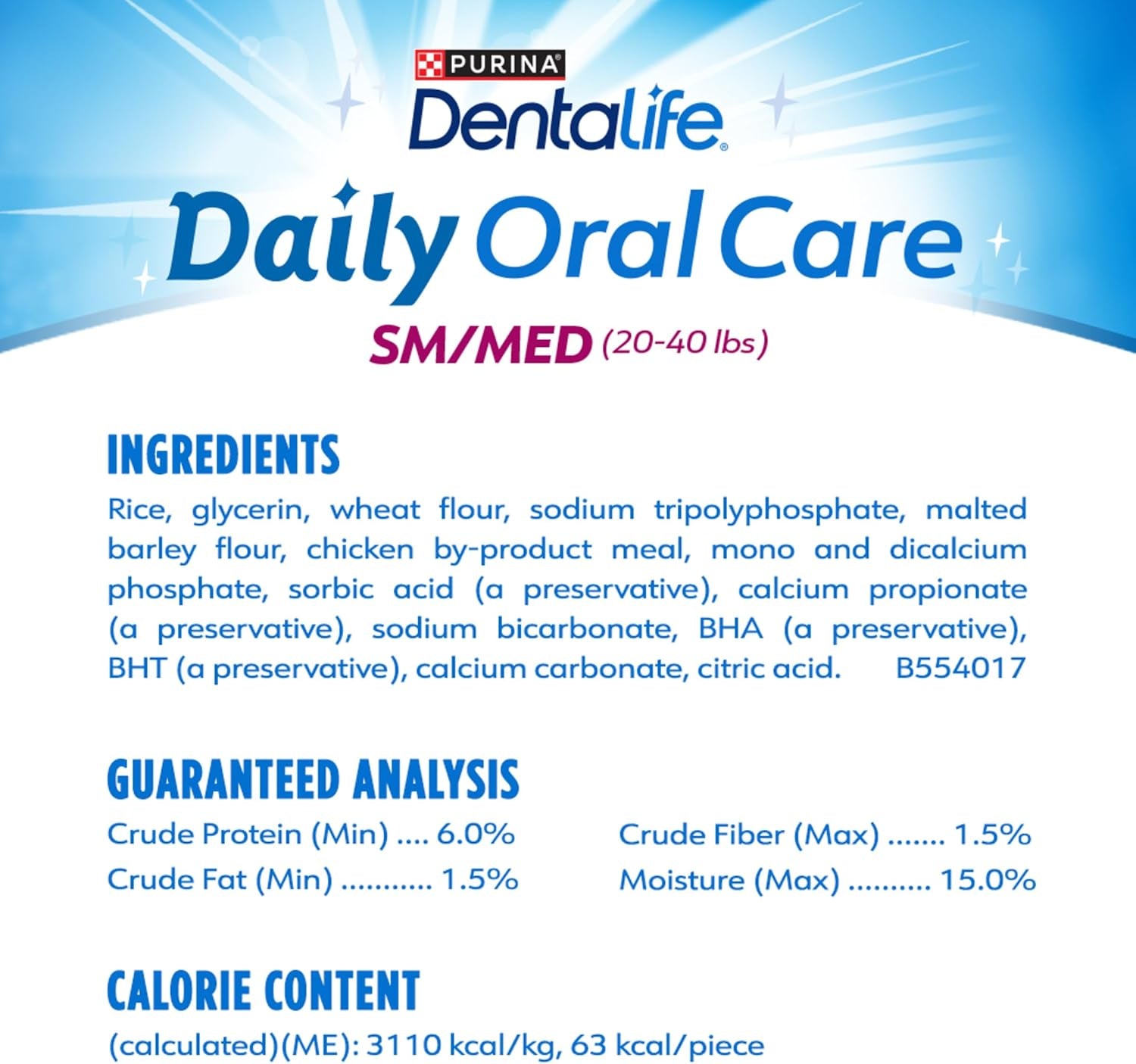Purina Dentalife Daily Oral Care Dog Dental Chews for Small and Medium Breed Dogs - 60 Ct.