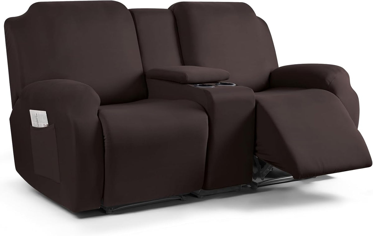 TAOCOCO Reclining Loveseat with Console Slipcover, 2 Seat Recliner Cover
