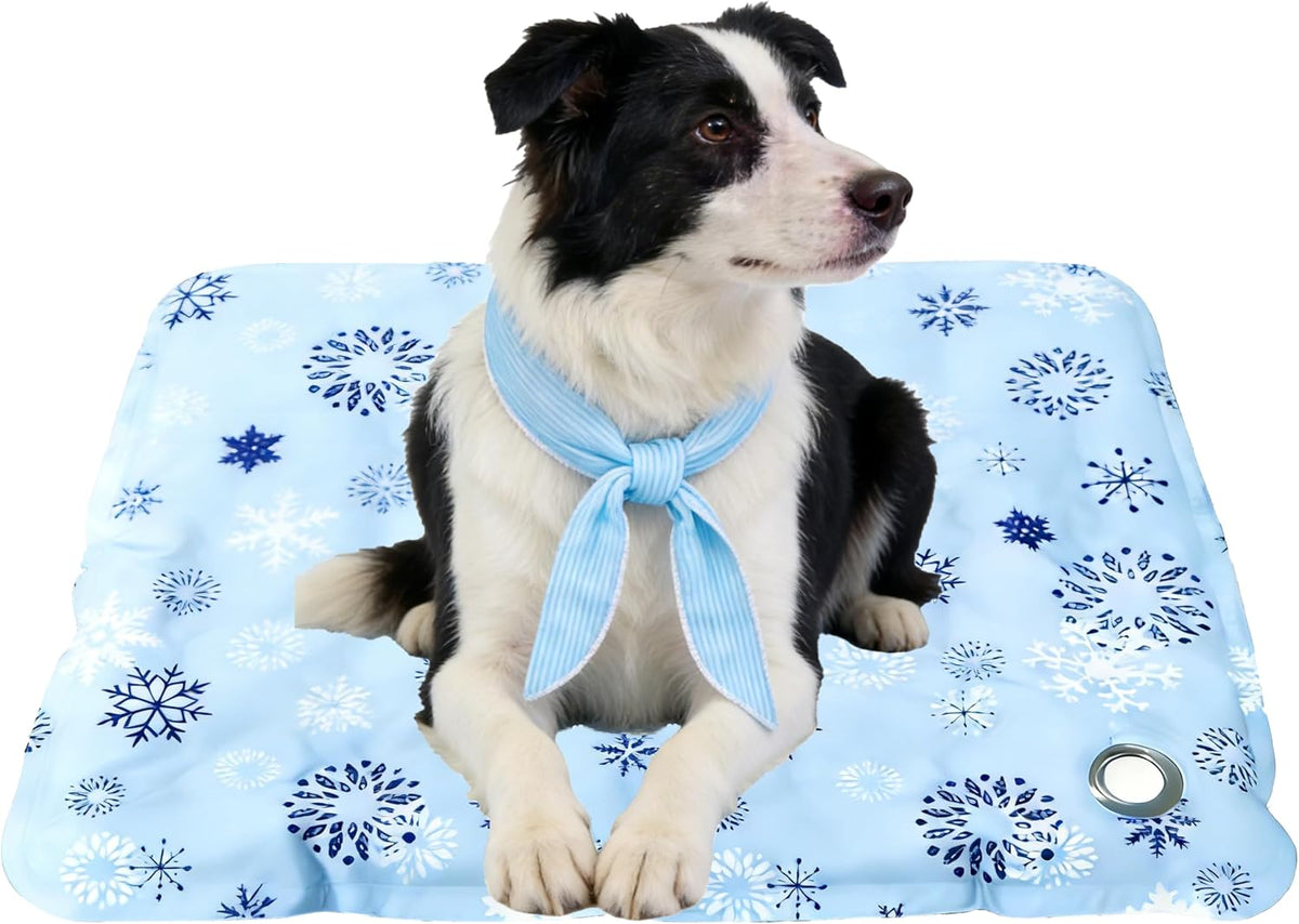 XCL Dog Cooling Mat Thicken Cooling Pad for Dog, Summer Dog Mat Foldable Washable, Endothermic& Waterproof, (QMAX>0.5), Breathable Ice Gel Sleep Mat for Dogs and Cats (28'' X 48''(Large), Ice Blue)