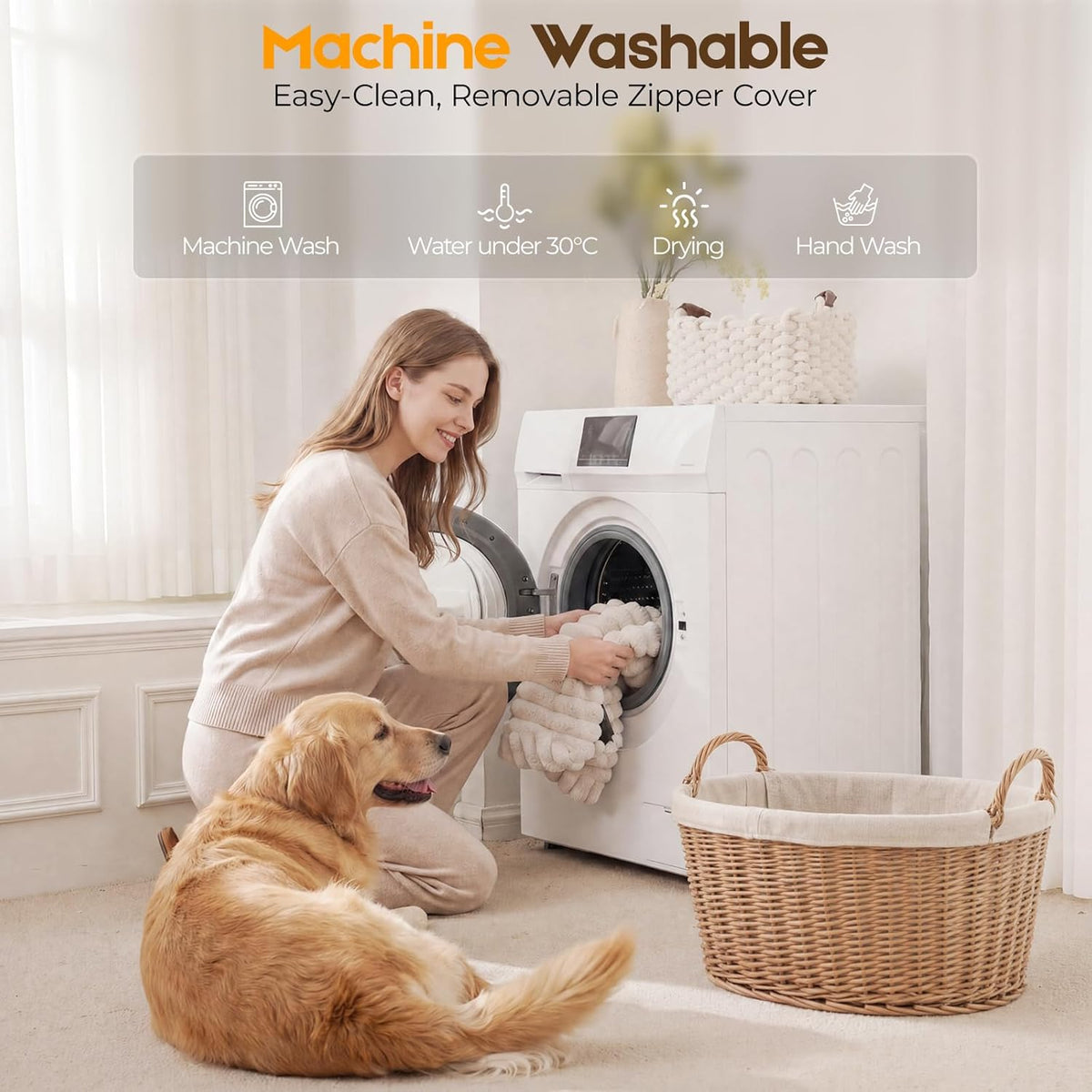 Orthopedic Dog Bed for Medium Dog, Waterproof Washable Pet Bed for Crate