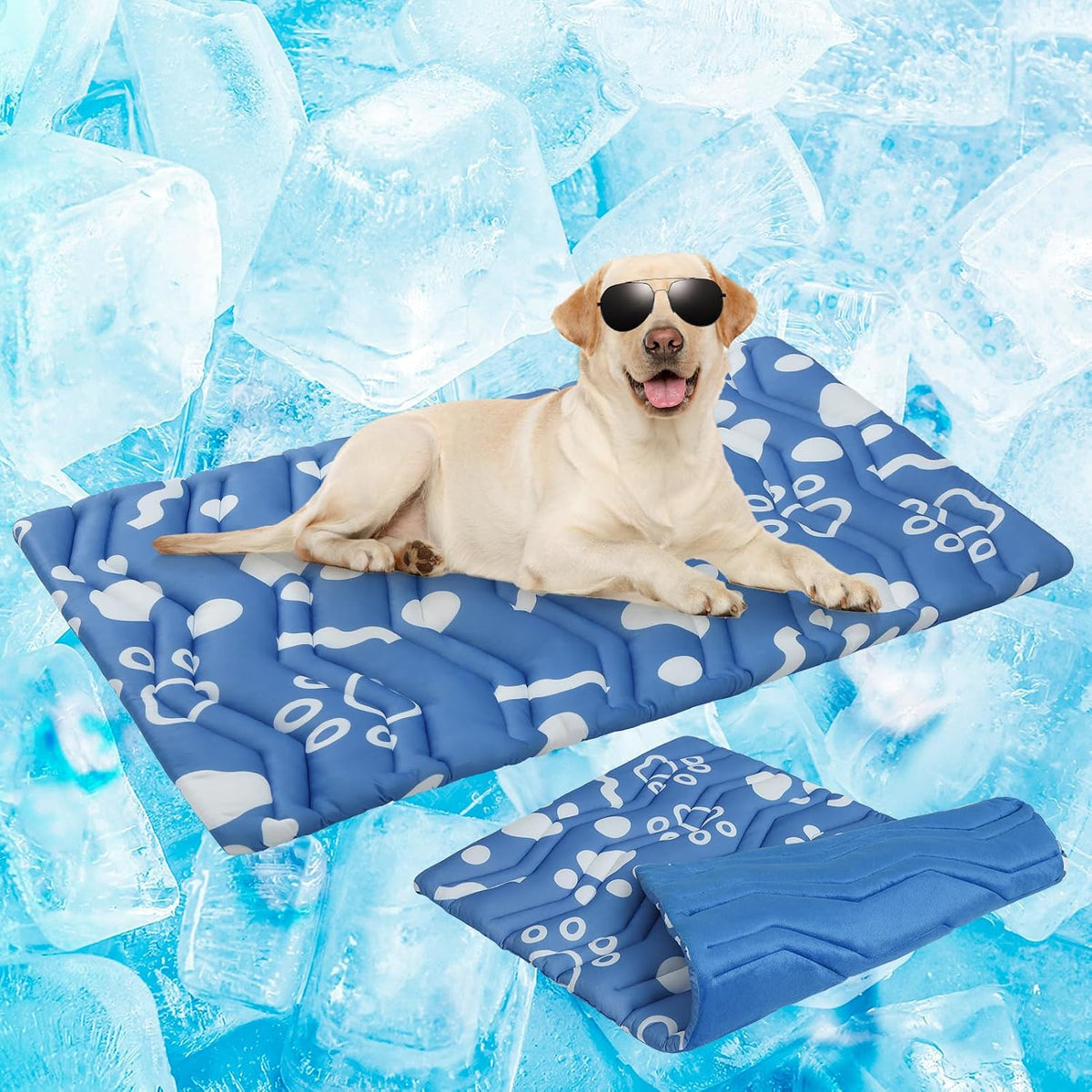 BEAUTYZOO Cooling Mat for Xlarge Dogs, 59X40In Reversible Pad, Self-Cooling