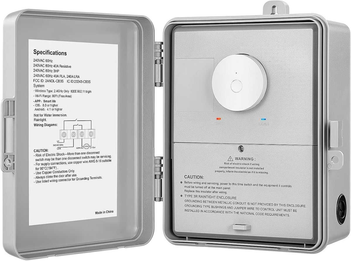 SURAIELEC Wifi Pool Timer, 40AMP 240V 3HP, Heavy Duty Smart Pool Pump Timer