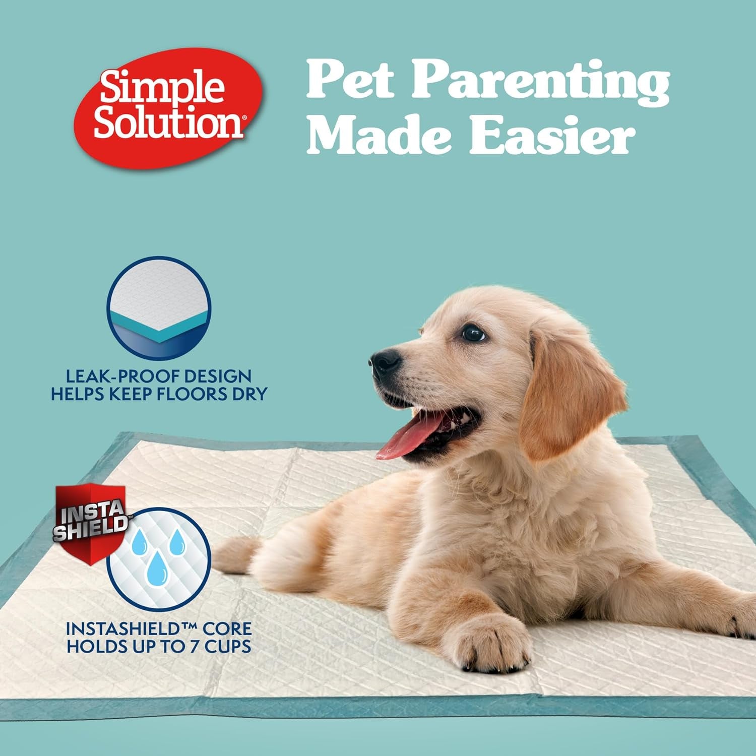 Simple Solution Extra Large Pee Pads for Dogs, Puppy Potty Training, Leak Proof Dog Pads, Pet Pee Pad, Disposable Puppy Pad, XLARGE 28"X30" | Dog Training Pads, Puppy Potty Training, Housebreaking, Disposable Pee Pads, Floor Protection, Indoor Potty, Puppy Essentials