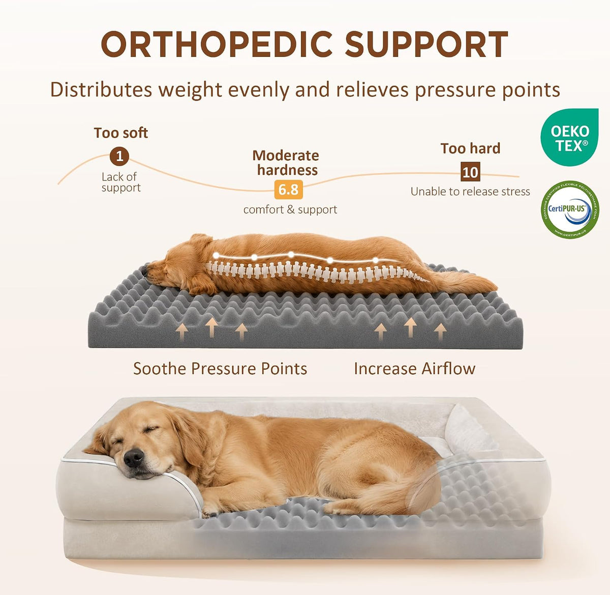 Comfort Expression Waterproof Orthopedic Dog Bed for Extra Large Dogs