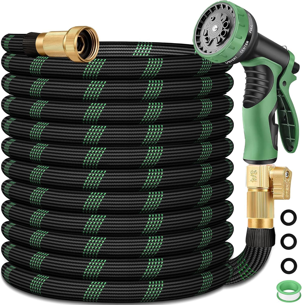 25 Ft Non-Expandable Garden Hose, Flexible Ultra Lightweight Durable, Kink-Free Water Hose with 10 Function Sprayer - Non-Tangle,Puncture Proof Pipe, Easy to Store, All-Weather Use Garden Hoses