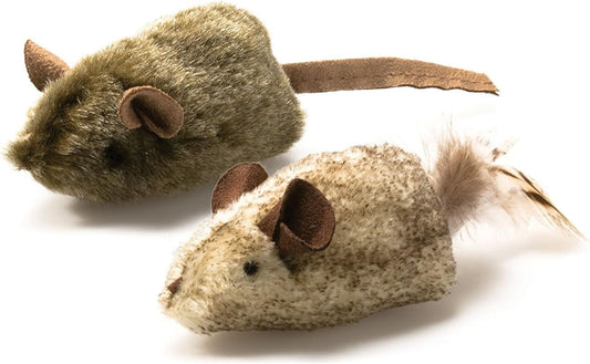 Ourpet'S Play-N-Squeak Twice the Mice Cat Toy, 2 Pack, with Catnip Inside