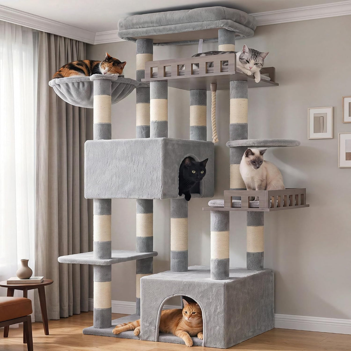 Gitelsnour Maine Coon Cat Tree, Heavy Duty Cat Tower for 20 Lbs+, GCT033W