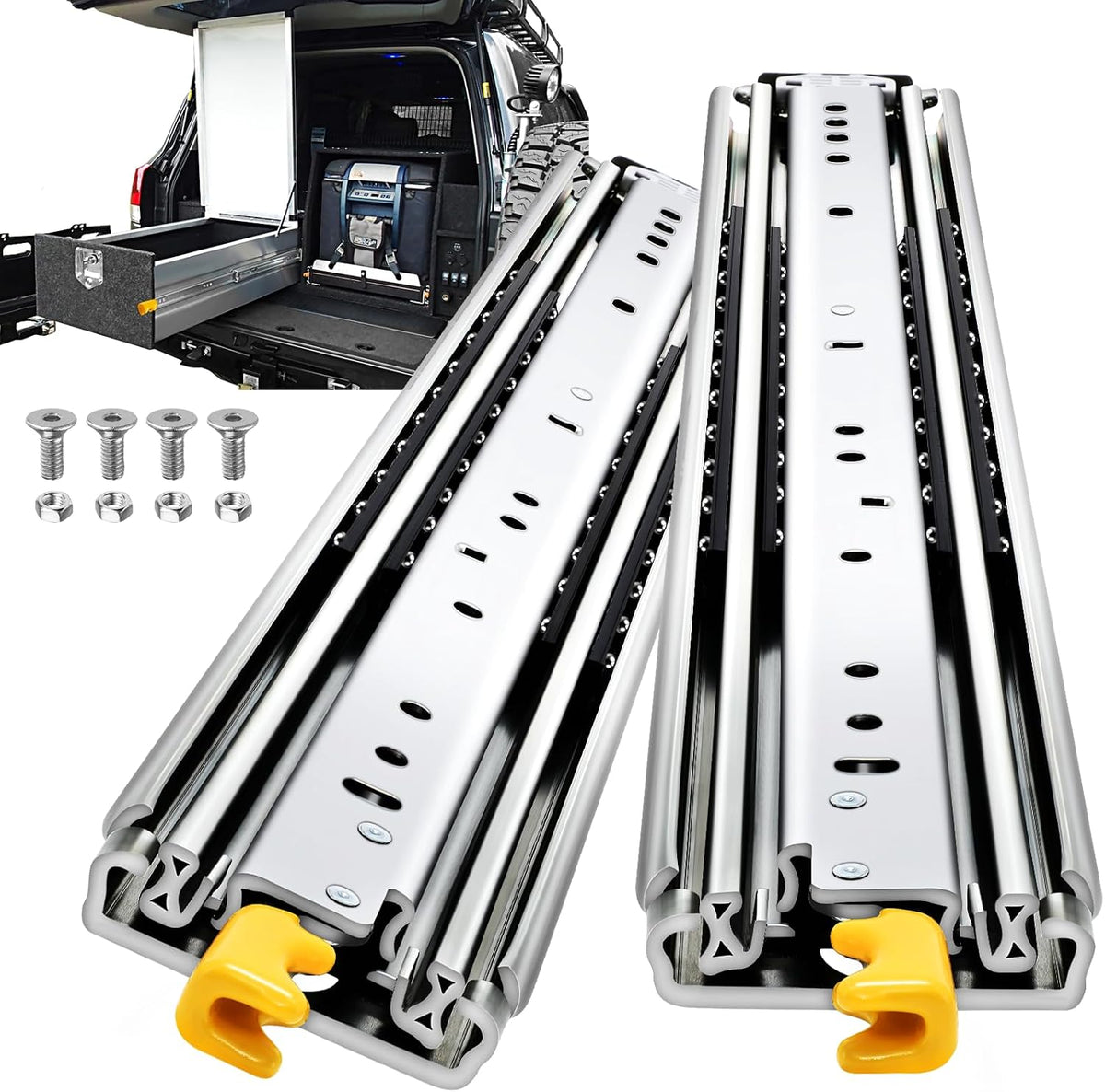 YENUO Locking Heavy Duty Drawer Slides Full Extension 12–60 Inch 460 LB