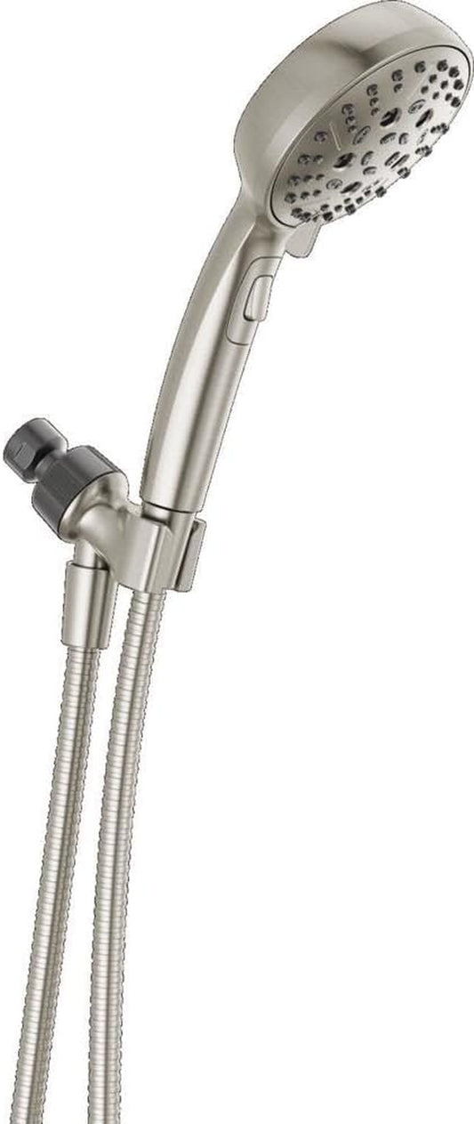 Delta Faucet 6-Spray H2Okinetic Handheld Shower Head with Hose, Brushed Nickel Handheld Shower Head, Hand Shower, Showerheads, Hand Held Shower Heads, Detachable Shower Head, Satin Nickel 75536SN
