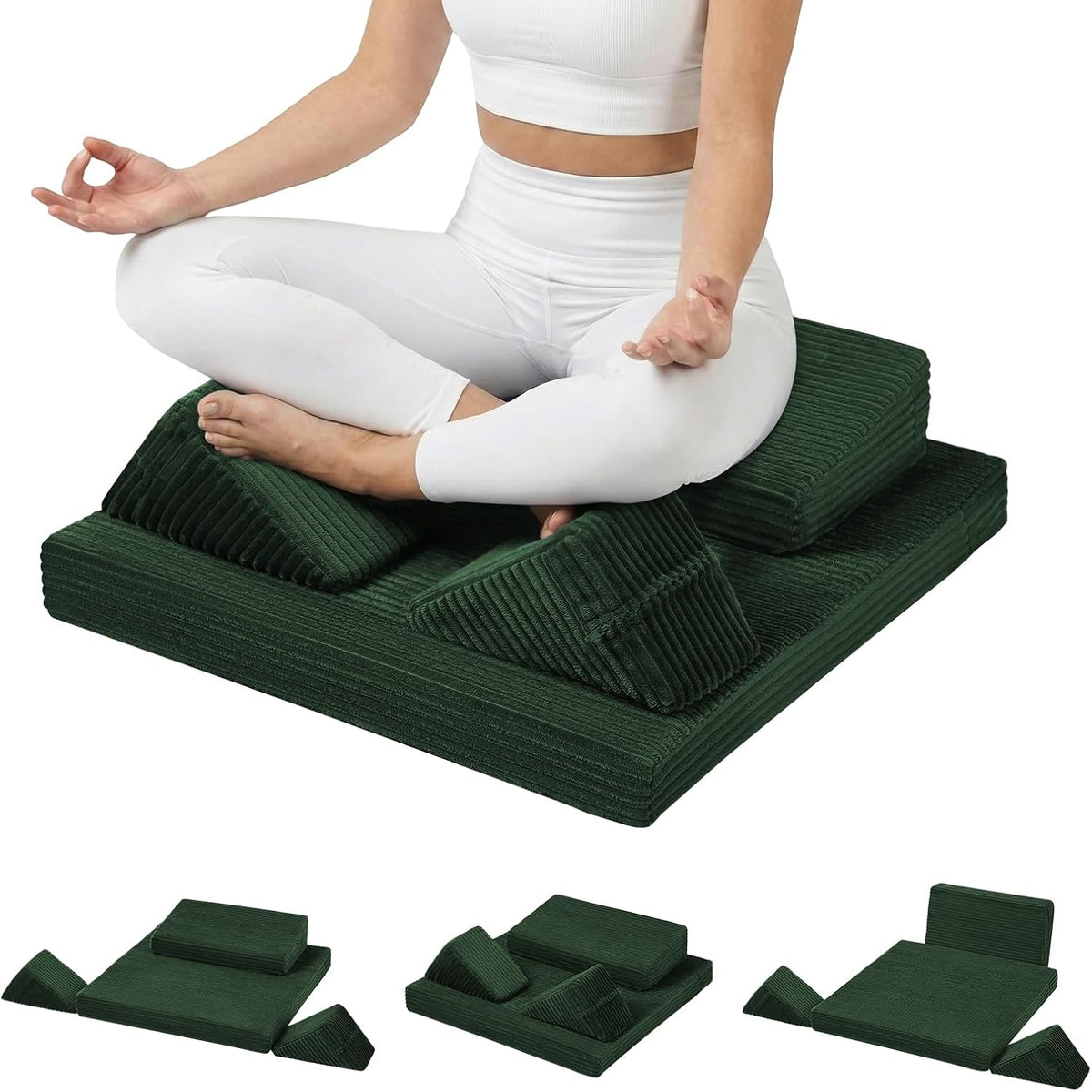 Meditation Cushion, Meditation Pillow with Knee Support, Green