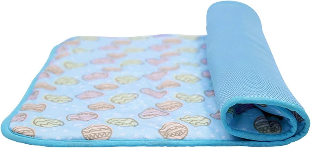 SEIS Self-Cooling Dog Mat,Ice Silk Cats Pad,Summer Pet Indoor Bed,Blue,M