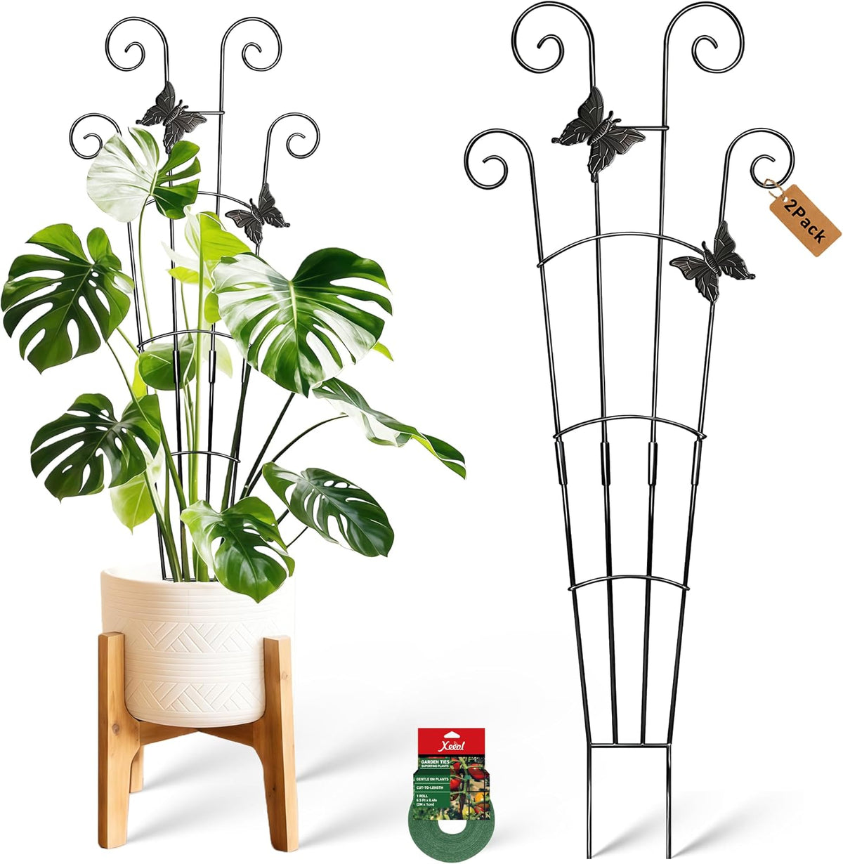 30In Plant Trellis for Potted Plants Indoor, Butterfly Adorned