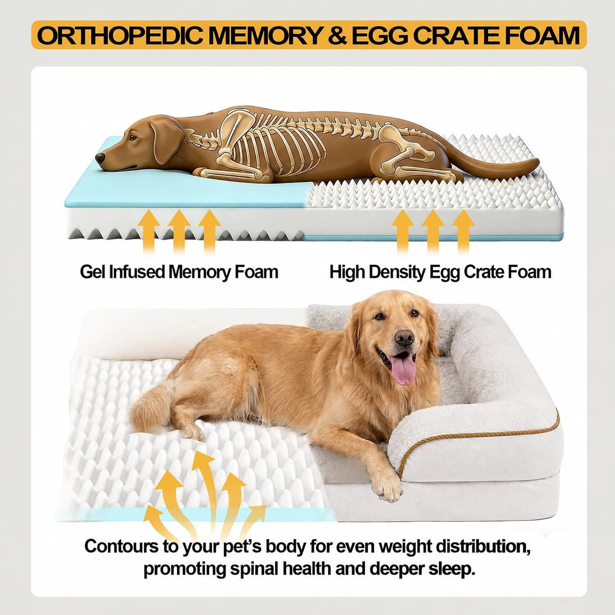 Orthopedic Dog Bed Medium Size Dog, Memory Foam Dog Bed Couch, 30" L
