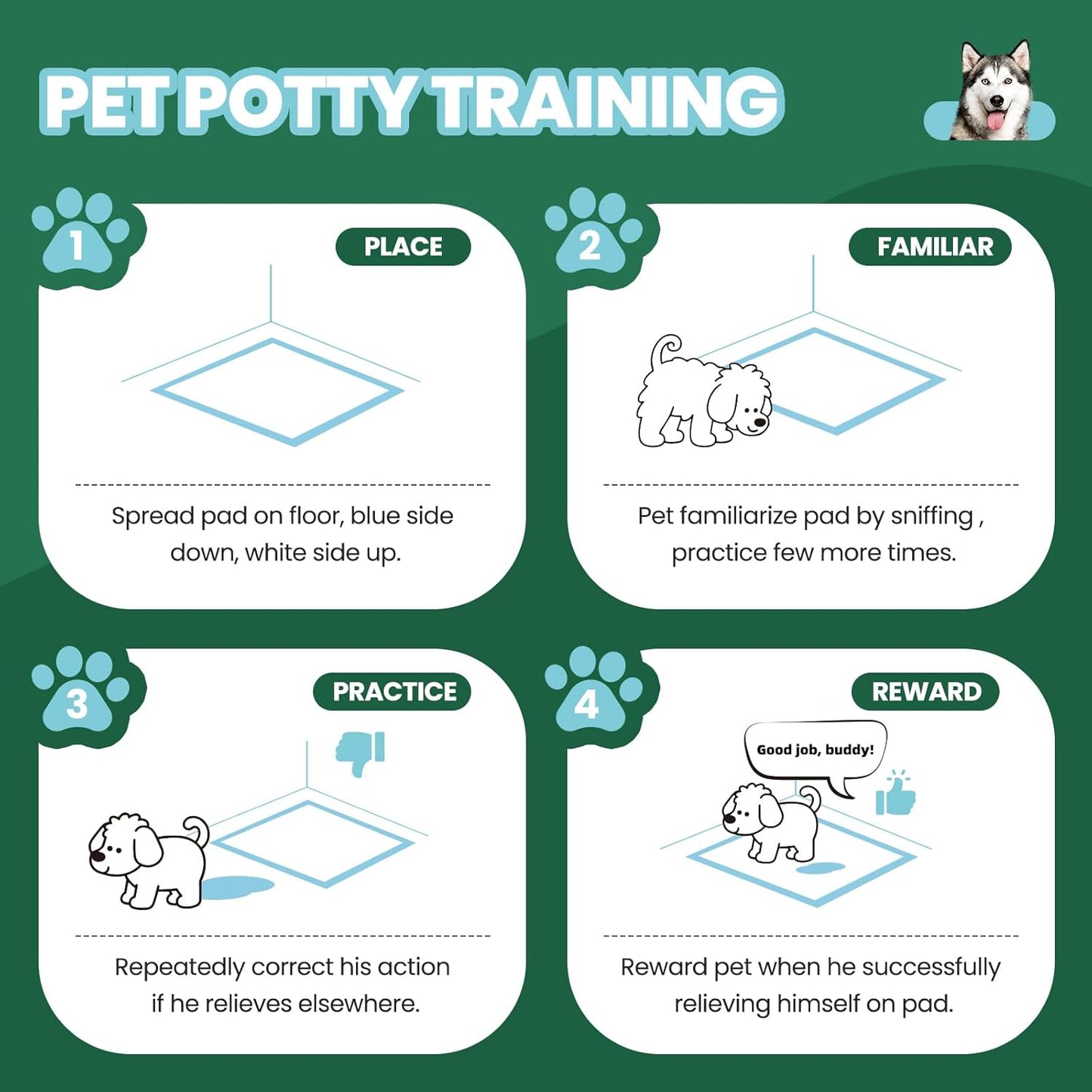 IMMCUTE 50 Pack Dog Pee Pads, 30"X36" Great Value Puppy Pads XL, Pee Pads for Dogs Cats Extra Large, Wee Wee Pads for Potty Training, Disposable Pet Pads Super Absorbent & Leak-Proof