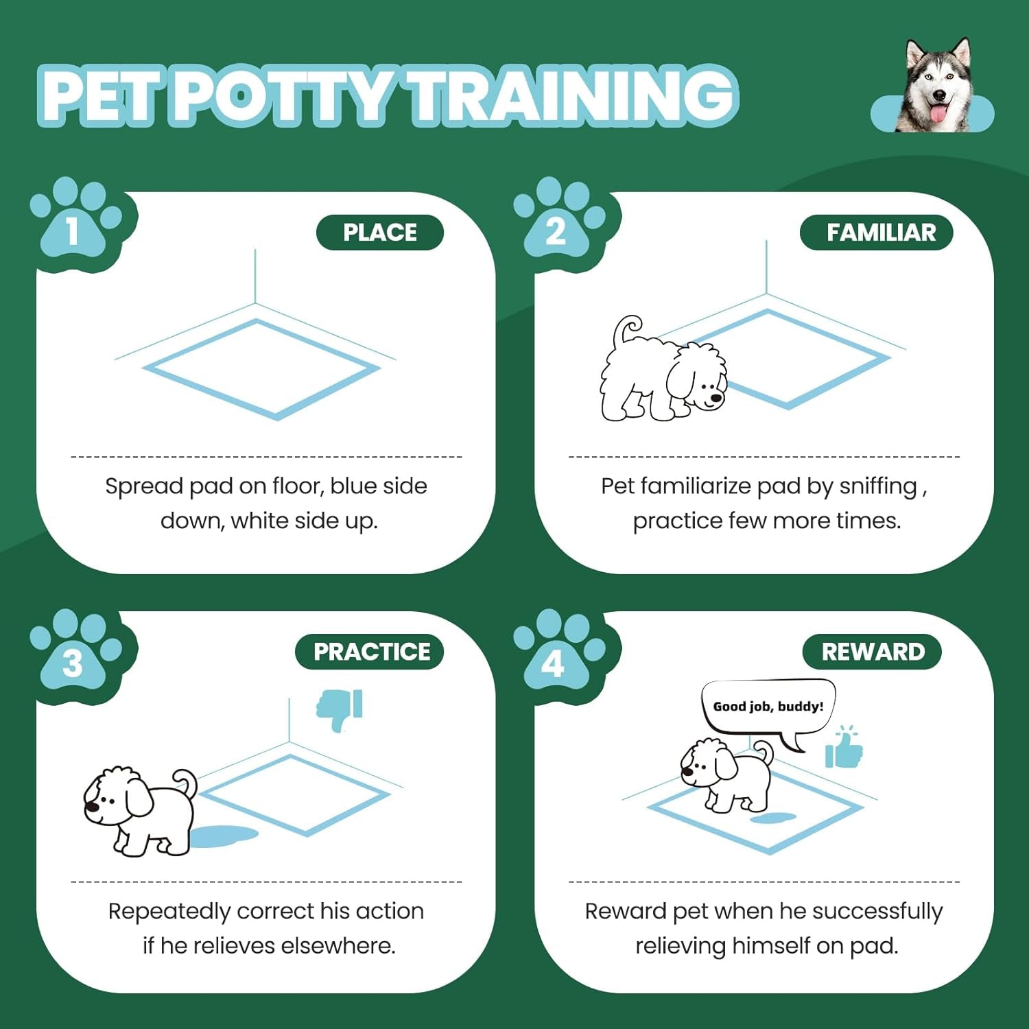 IMMCUTE 50 Pack Dog Pee Pads, 30"X36" Great Value Puppy Pads XL, Pee Pads for Dogs Cats Extra Large, Wee Wee Pads for Potty Training, Disposable Pet Pads Super Absorbent & Leak-Proof