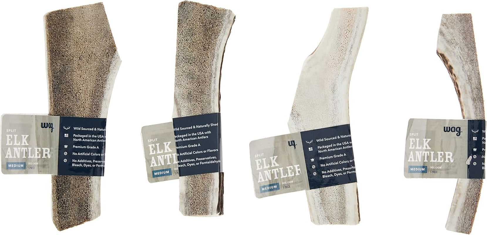 Amazon Brand - Wag Split Elk Antler, Naturally Shed, Long Lasting for Aggressive Chewers, Medium (Best for Dogs 15-30 Lbs)