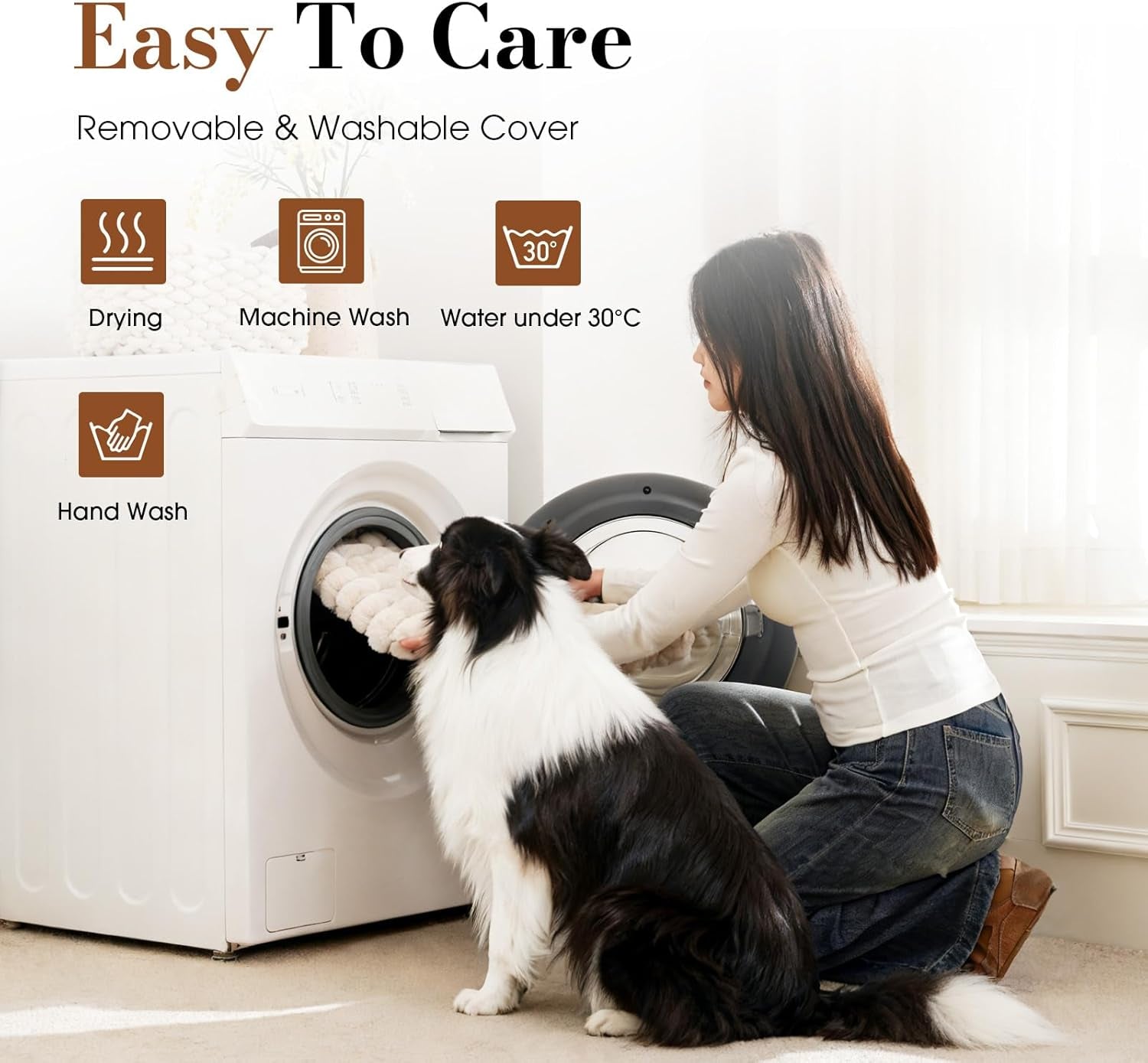 Dog Beds for Large Sized Dog, Orthopedic Pet Bed with Waterproof Lining, Soft Short Plush Surface & Egg Crate Foam, Machine Washable Pet Bed with Removable Cover & anti Slip Bottom