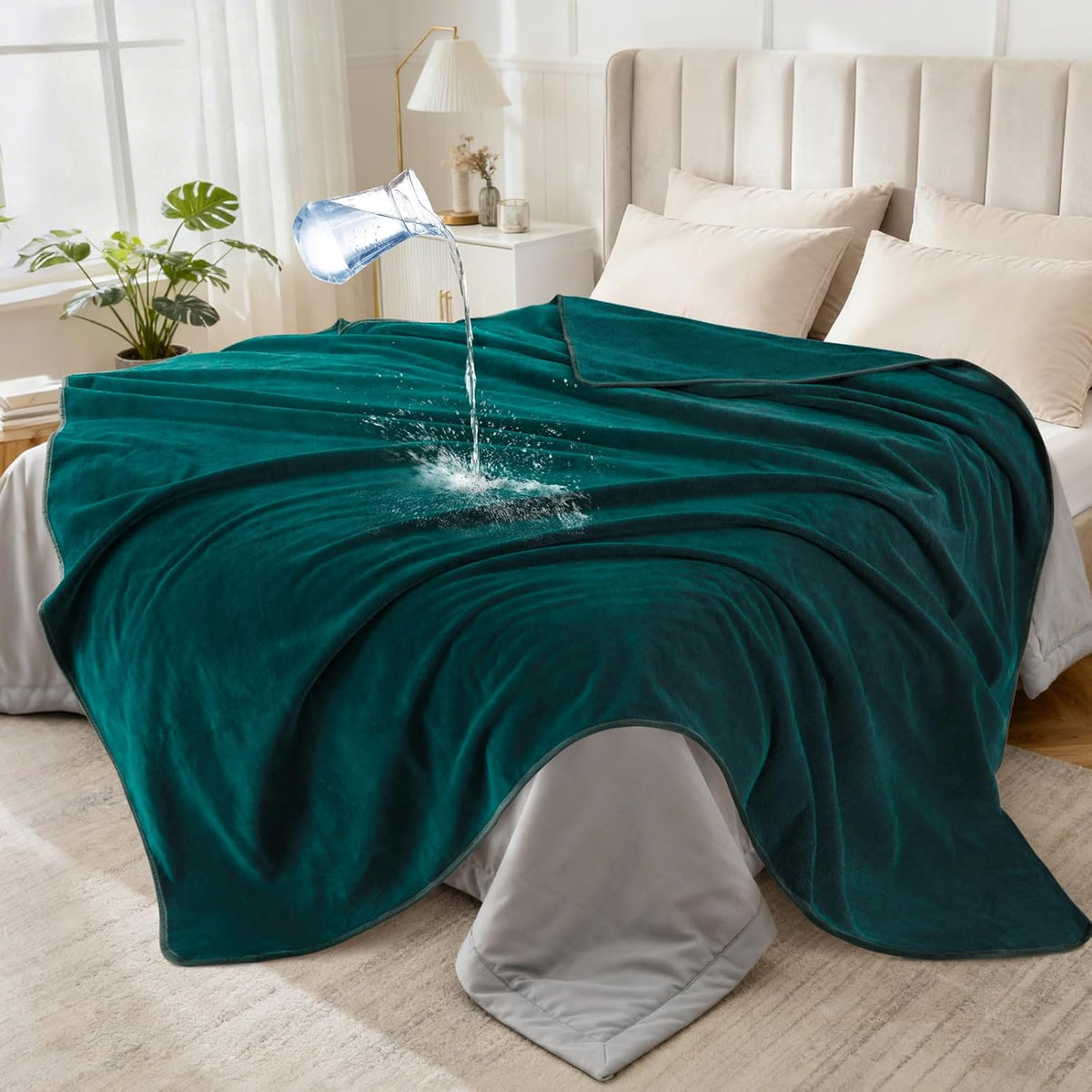 LOOBANI Waterproof Blanket for Twin Bed, Reversible Leakproof Throw 60"X80"
