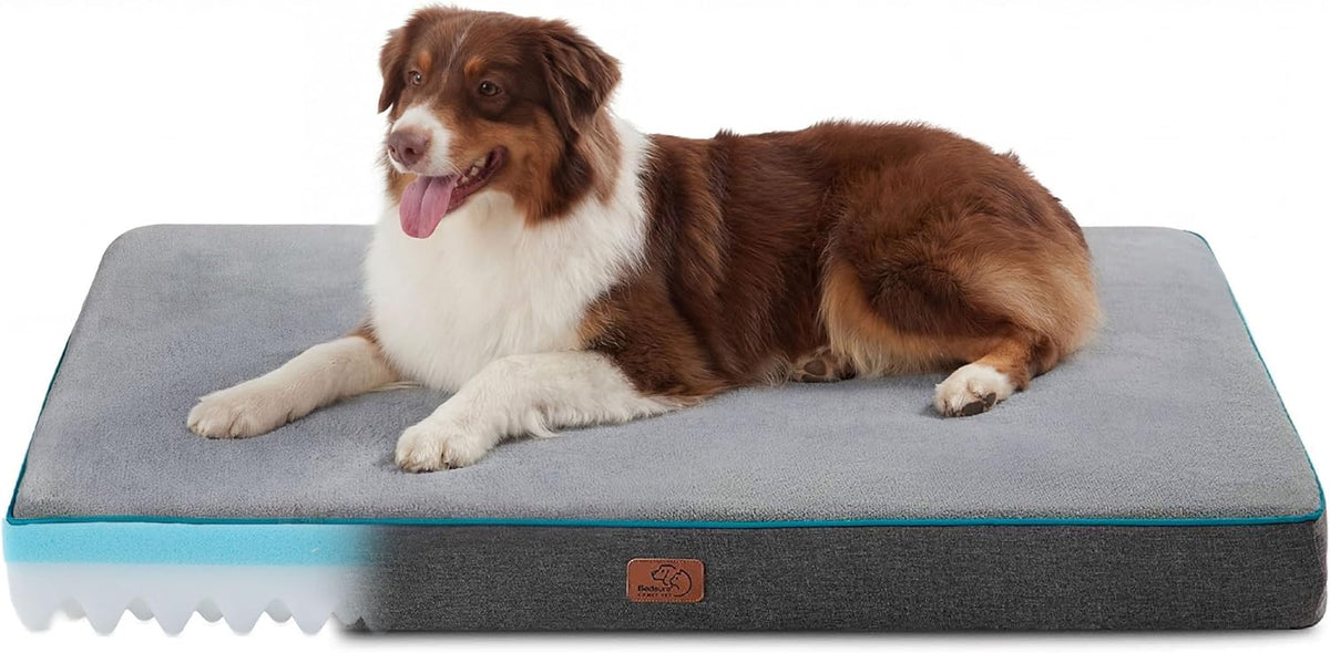 Bedsure Memory Foam Dog Beds Large Sized Dog, Orthopedic Crate Pads, 35X22