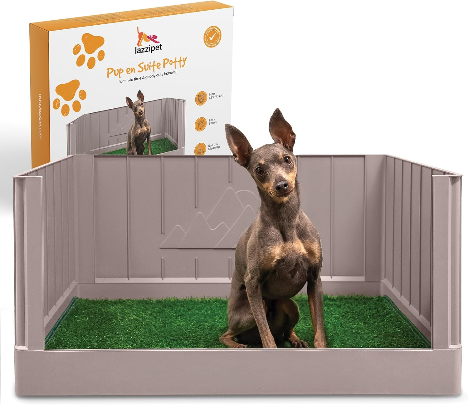 Dog Grass Pad with Tray, Indoor Dog Potty, Litter Box with High Walls, Artificial Grass for Dogs, Pee Pad Holder, Potty Training Tray with Reusable Turf Patch, for Apartments & Balconies