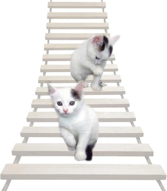 La La Pet Mod Wood Cat Bridge & Ladder Perch Hammock Tower Cat Condo Kitty Lounge for Climbing, Lounging & Playing (39.37 X 9.84 In)