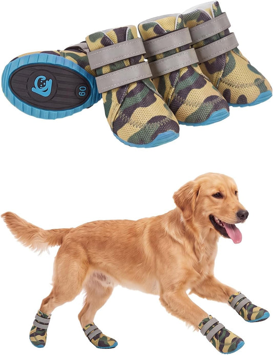 Haloumoning Dog Shoes Mesh Breathable Non-Slip Boots & Paw Protectors