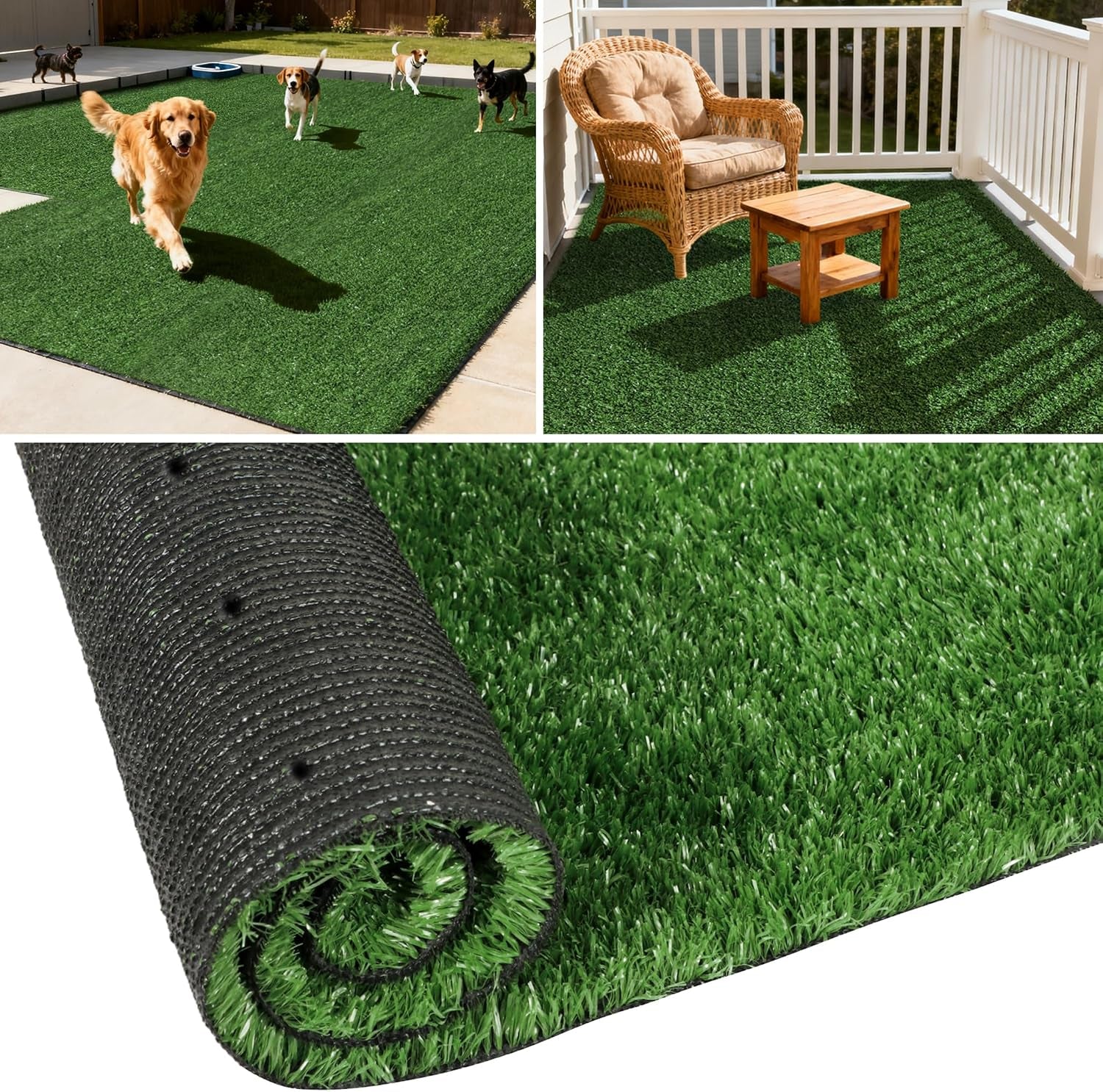 TOOKOO Artificial Grass Outdoor Rug - 6FT X 9FT Fake Grass for Dogs - Patio Balcony Turf Mat - 20Mm Pile Height with Drain Hole